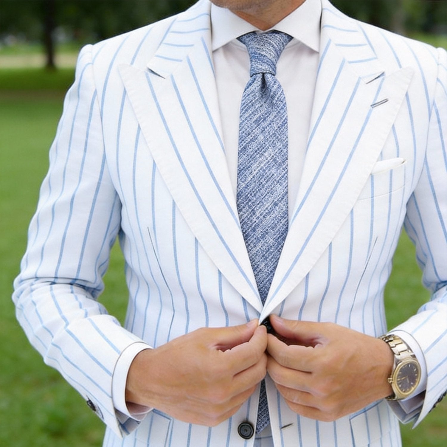 Gray With Blue Heathered Necktie