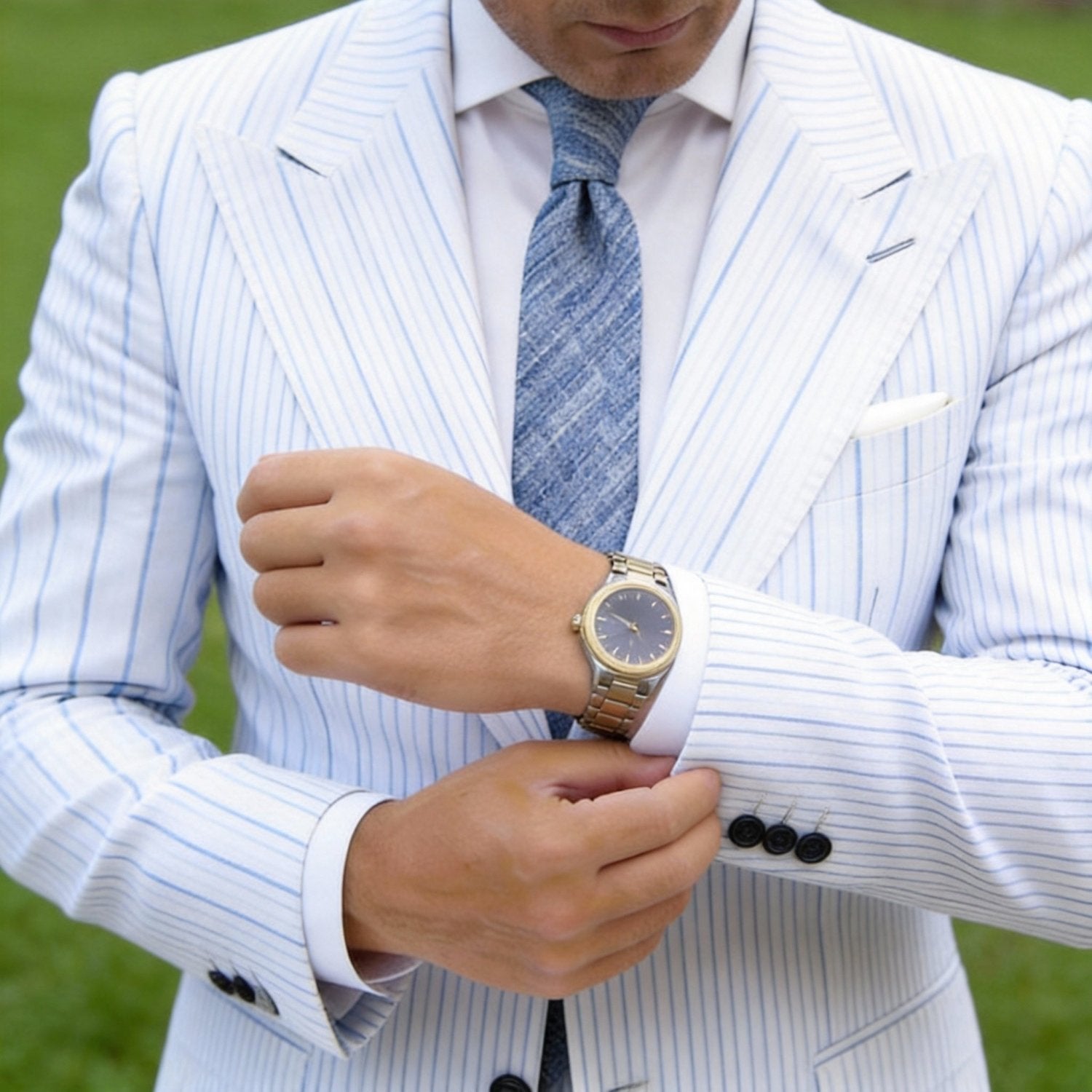 Gray With Blue Heathered Necktie