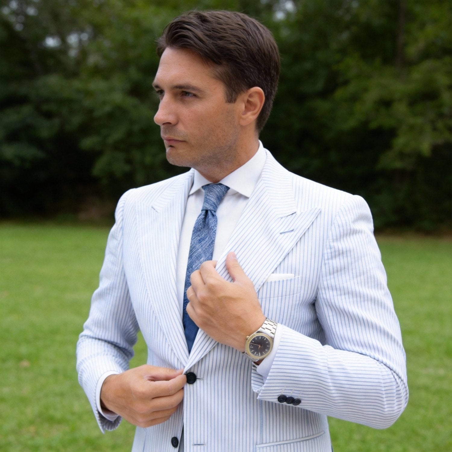 Gray With Blue Heathered Necktie