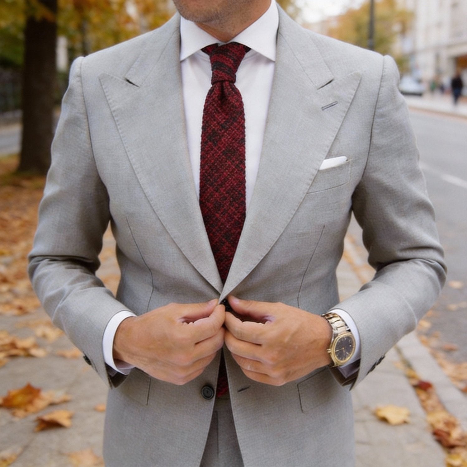 Red With Black Plaid Necktie
