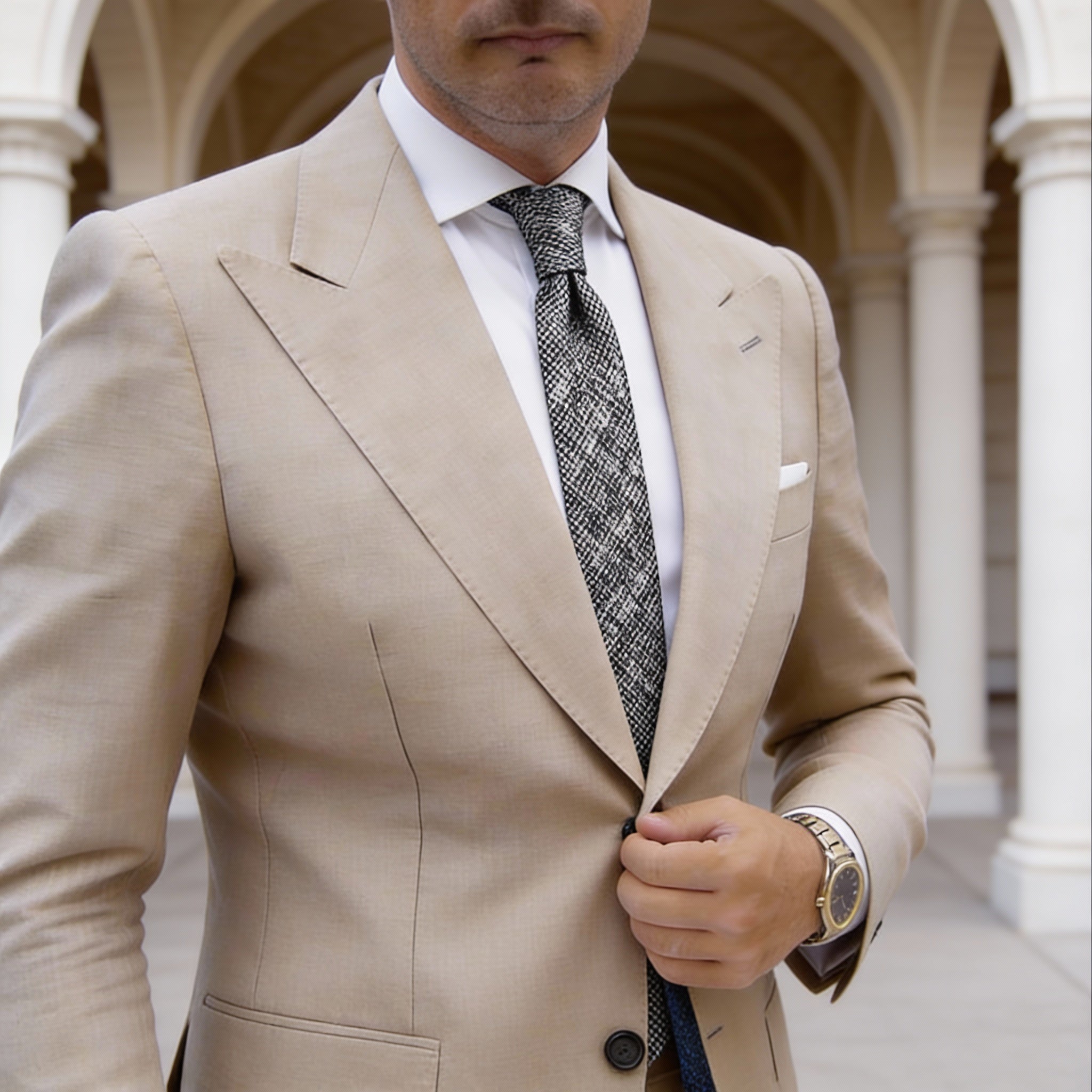Black With White Textured Necktie