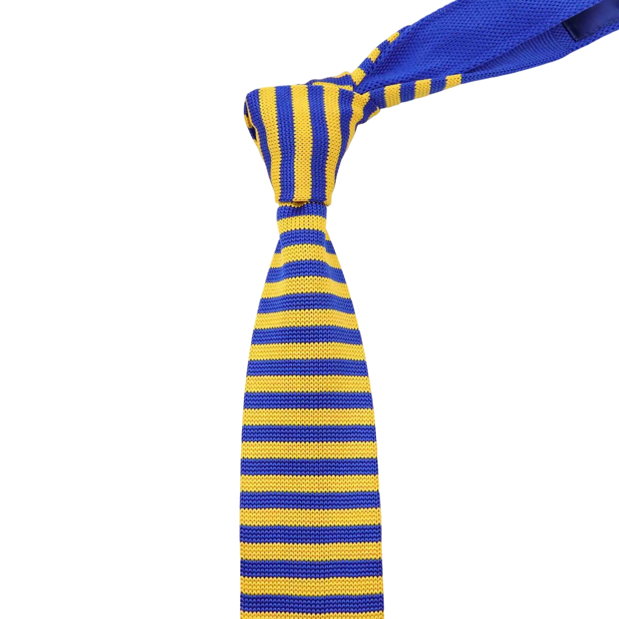 Blue Yellow Striped Knitted Tie