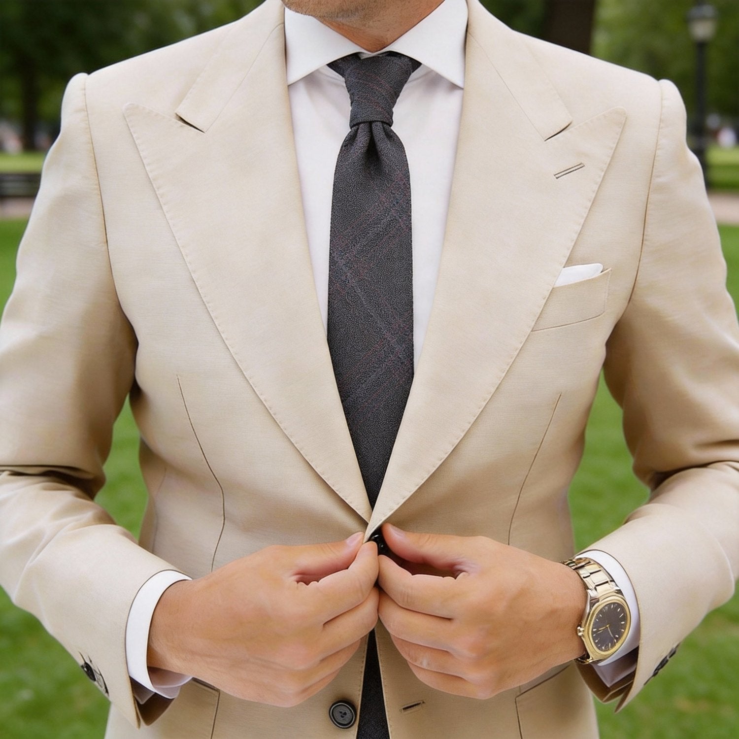 Dark Gray With Purple Grid Necktie