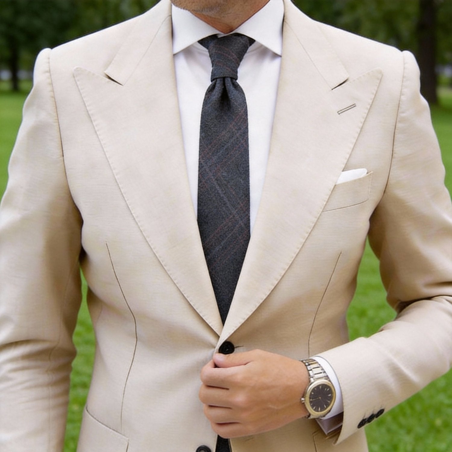 Dark Gray With Purple Grid Necktie