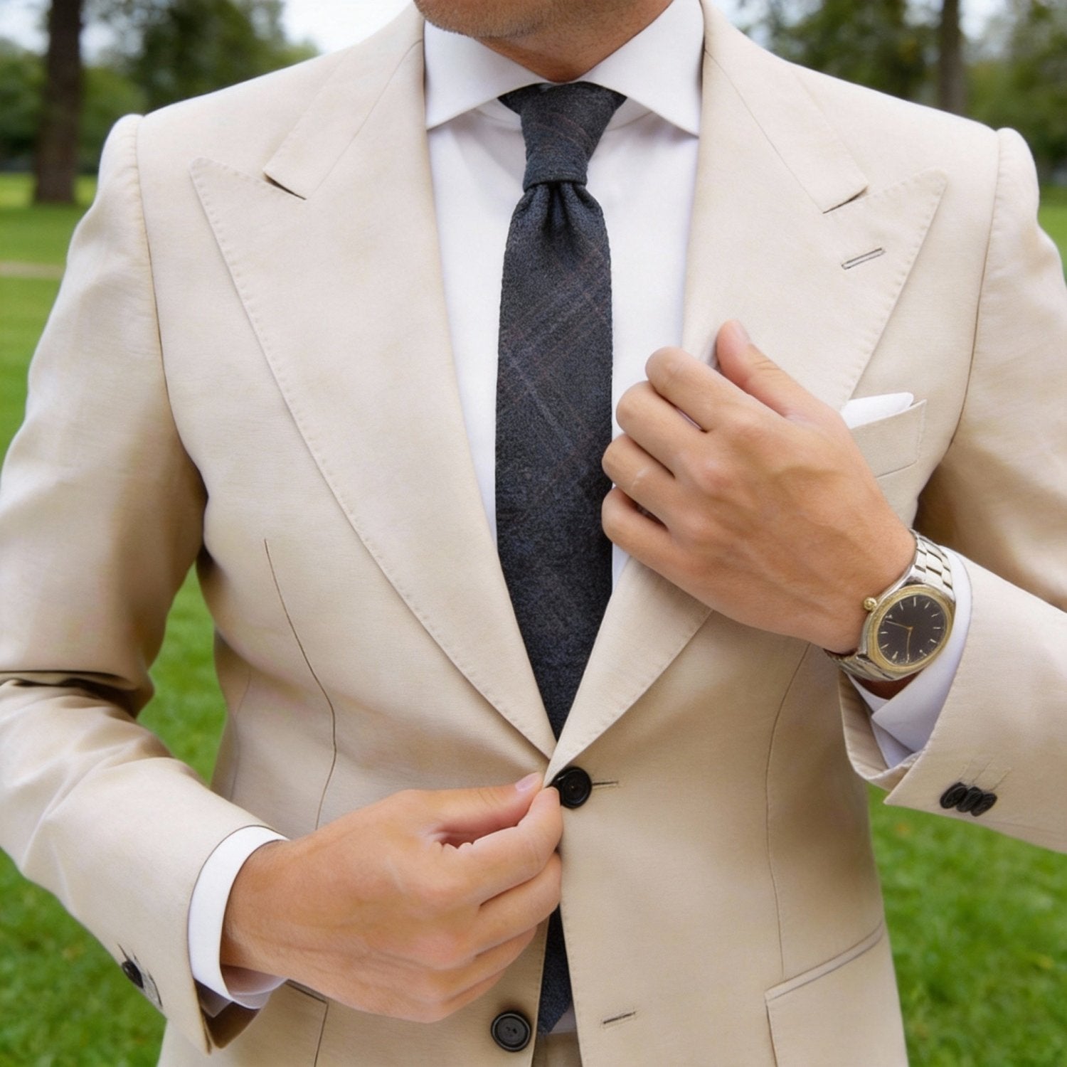 Dark Gray With Purple Grid Necktie