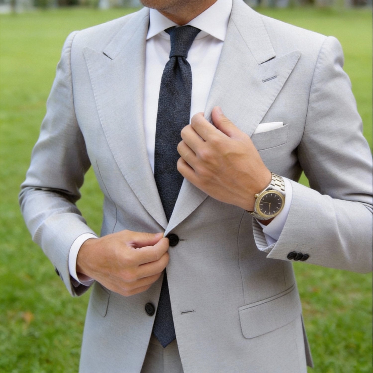 Dark Gray with Light Gray Lines Necktie
