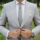 Light Green With Blue Geometric Square Necktie