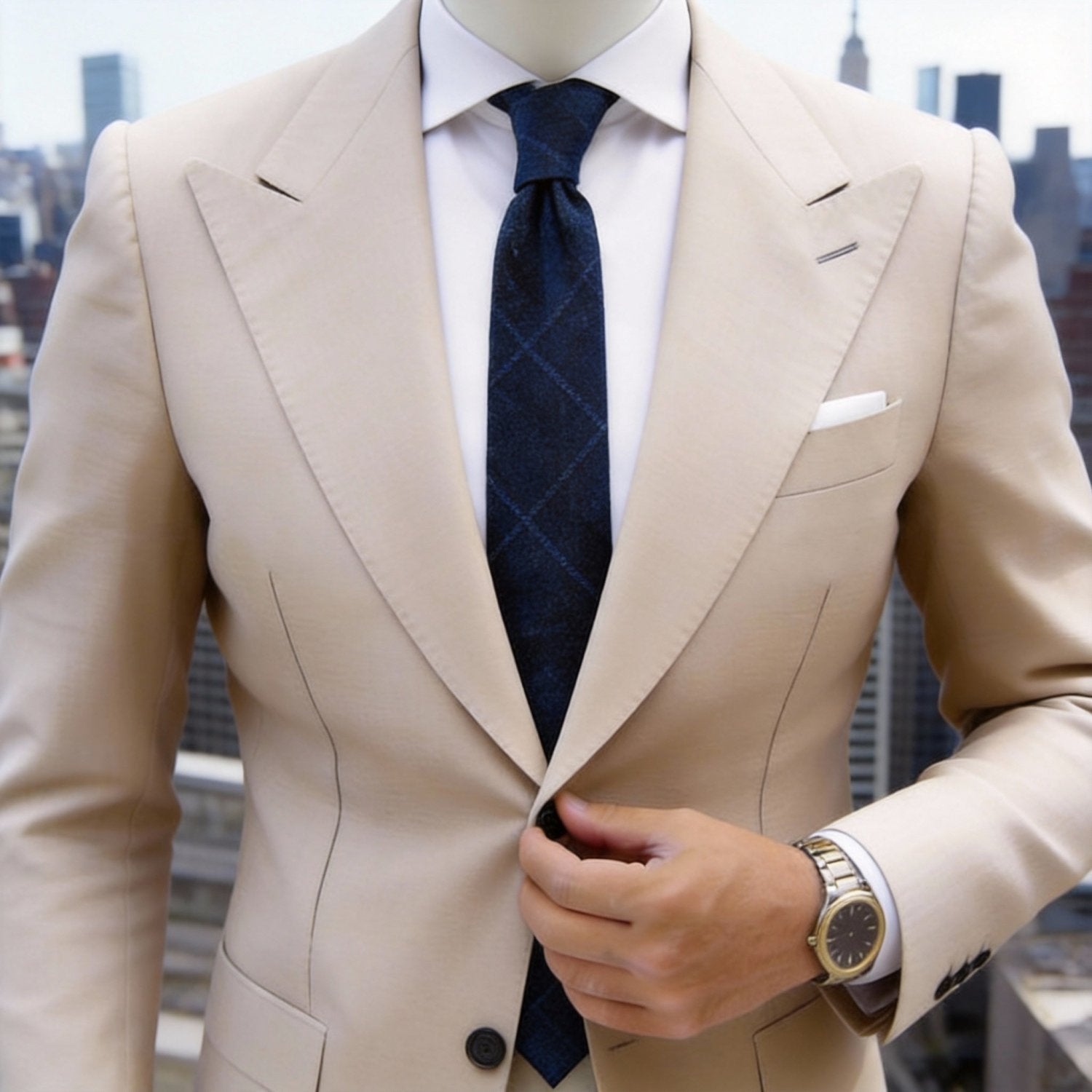 Navy Blue With Subtle Grid Necktie