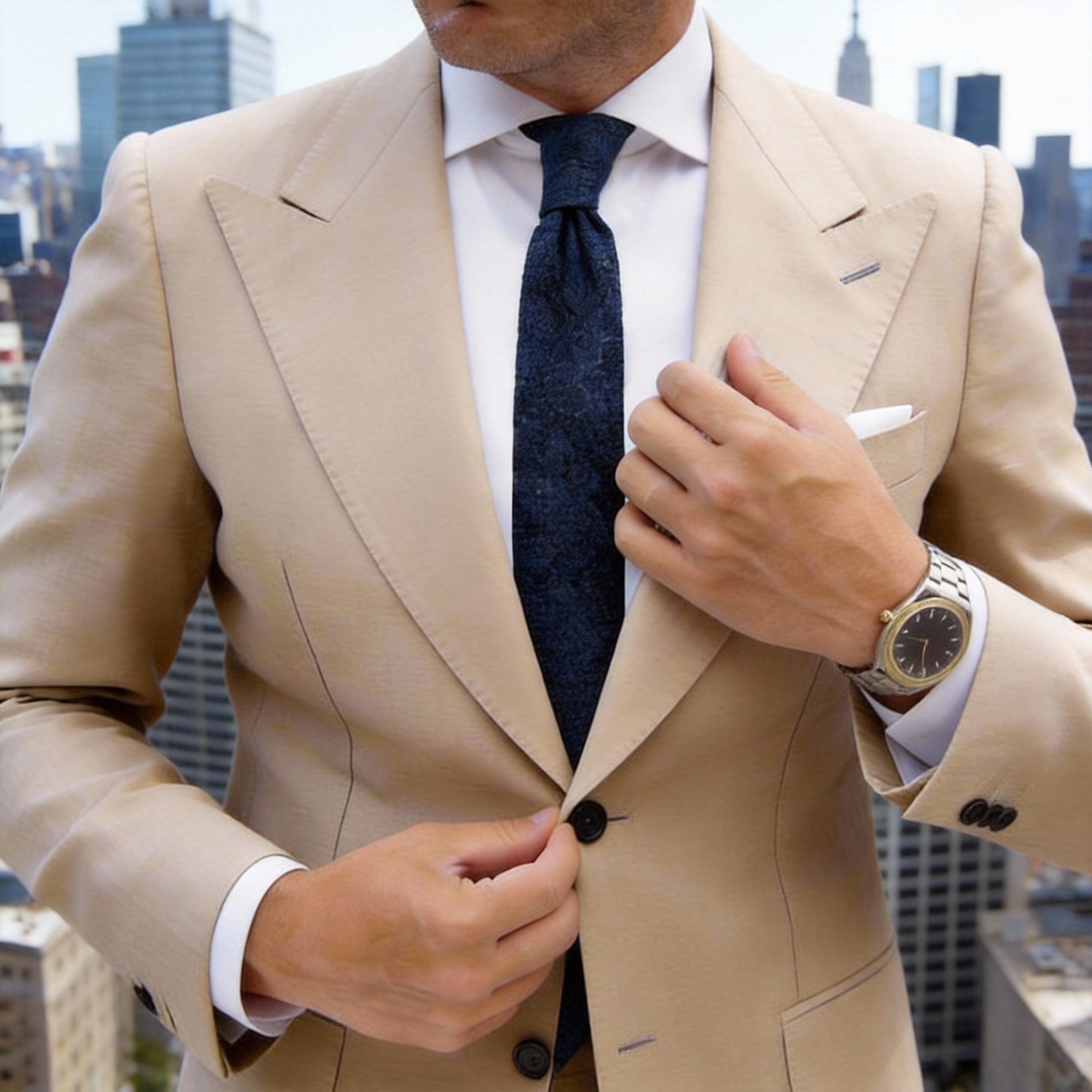 Navy Blue With Subtle Grid Necktie