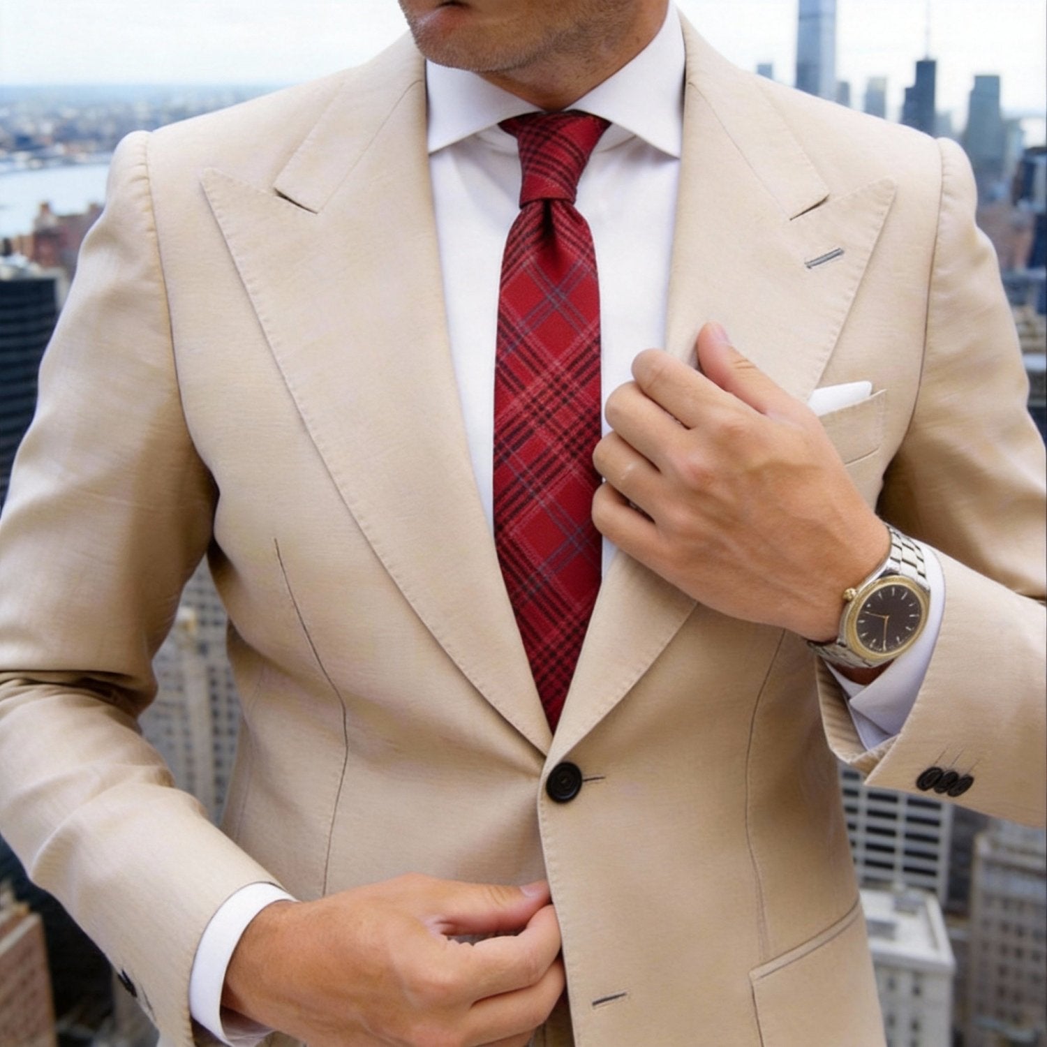 Red With Blue Plaid Necktie