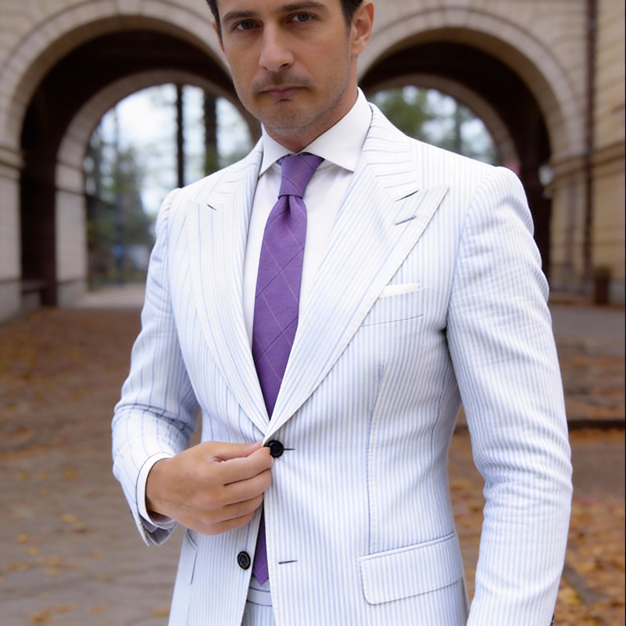 Purple With Light Grid Necktie