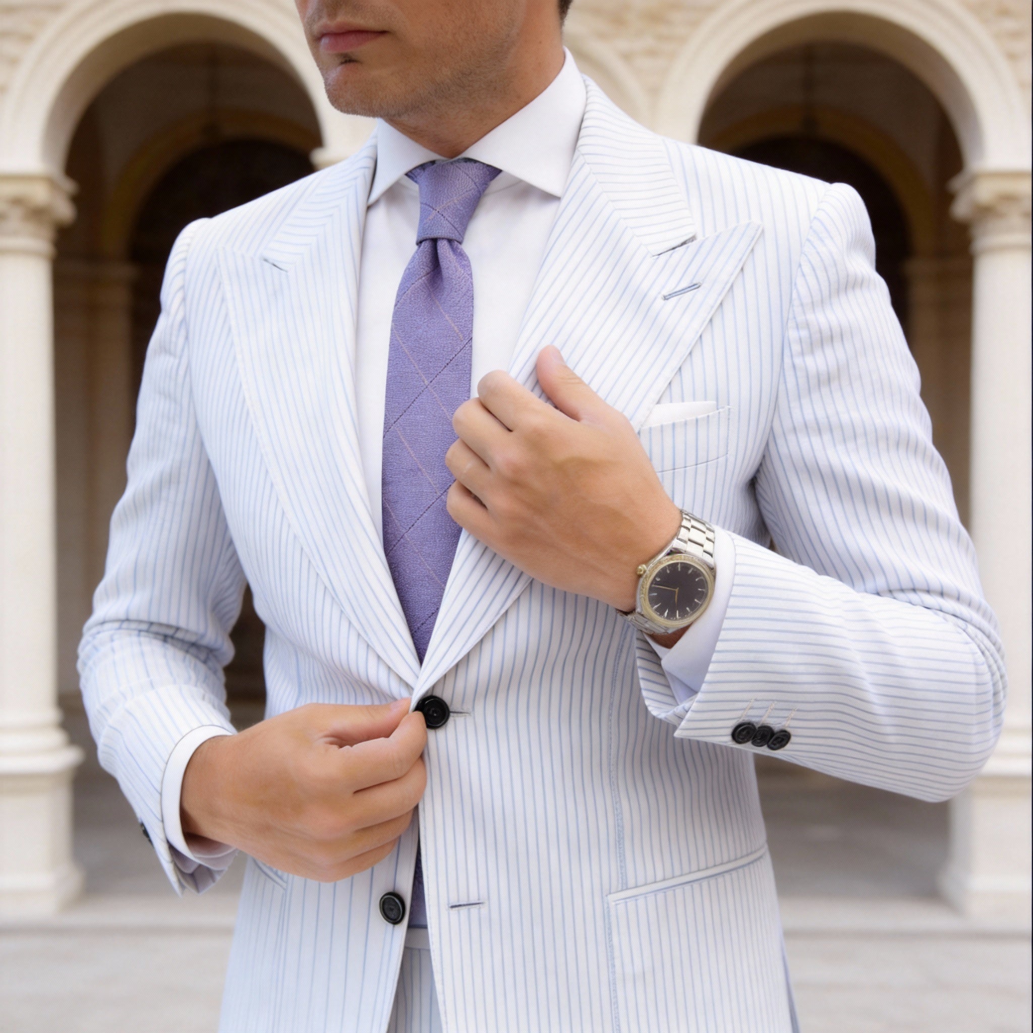 Purple With Light Grid Necktie