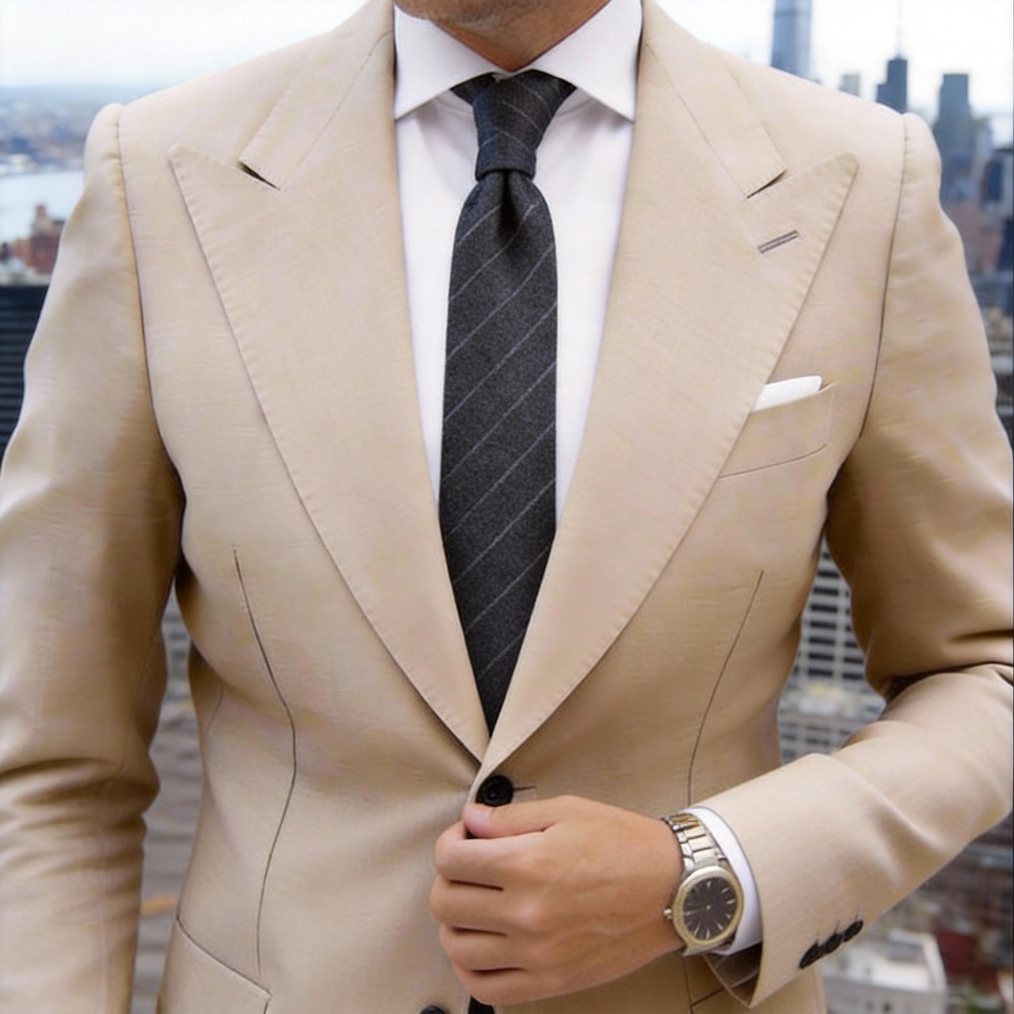 Gray With Fine White Stripes Necktie