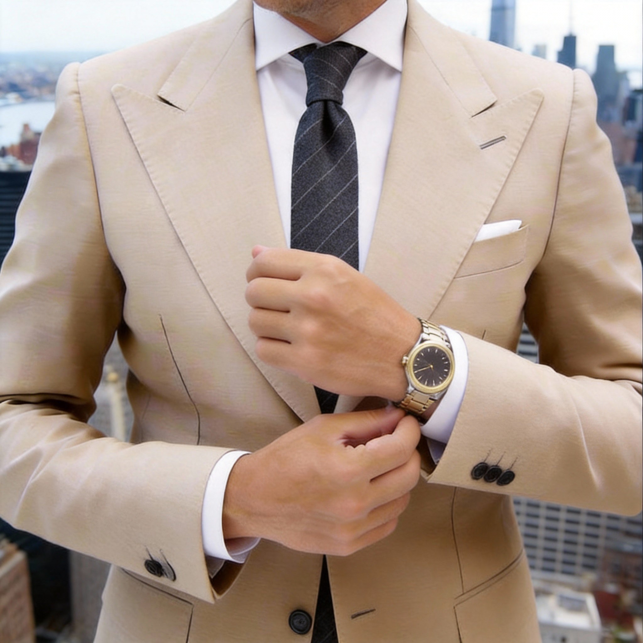 Gray With Fine White Stripes Necktie