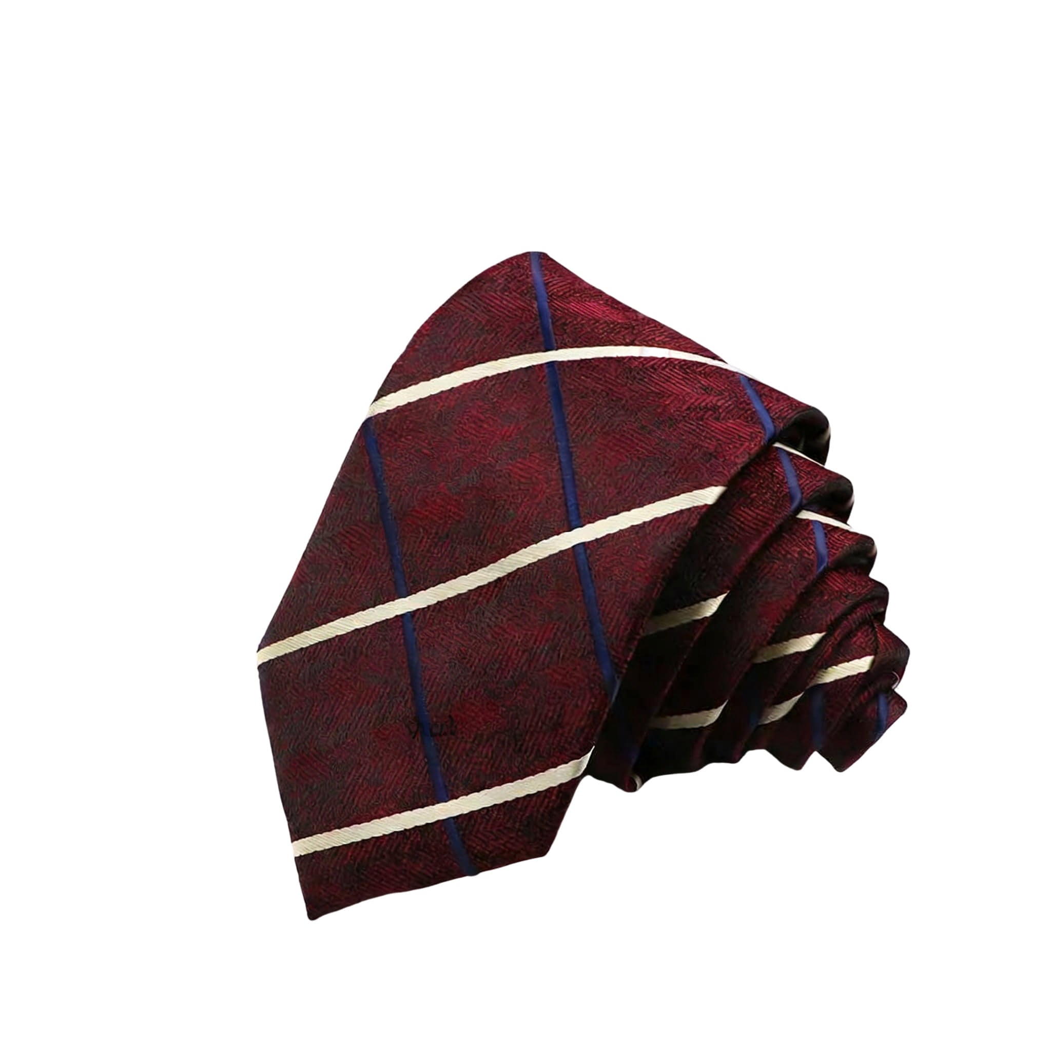 Burgundy White Plaid Necktie