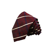 Burgundy White Plaid Necktie