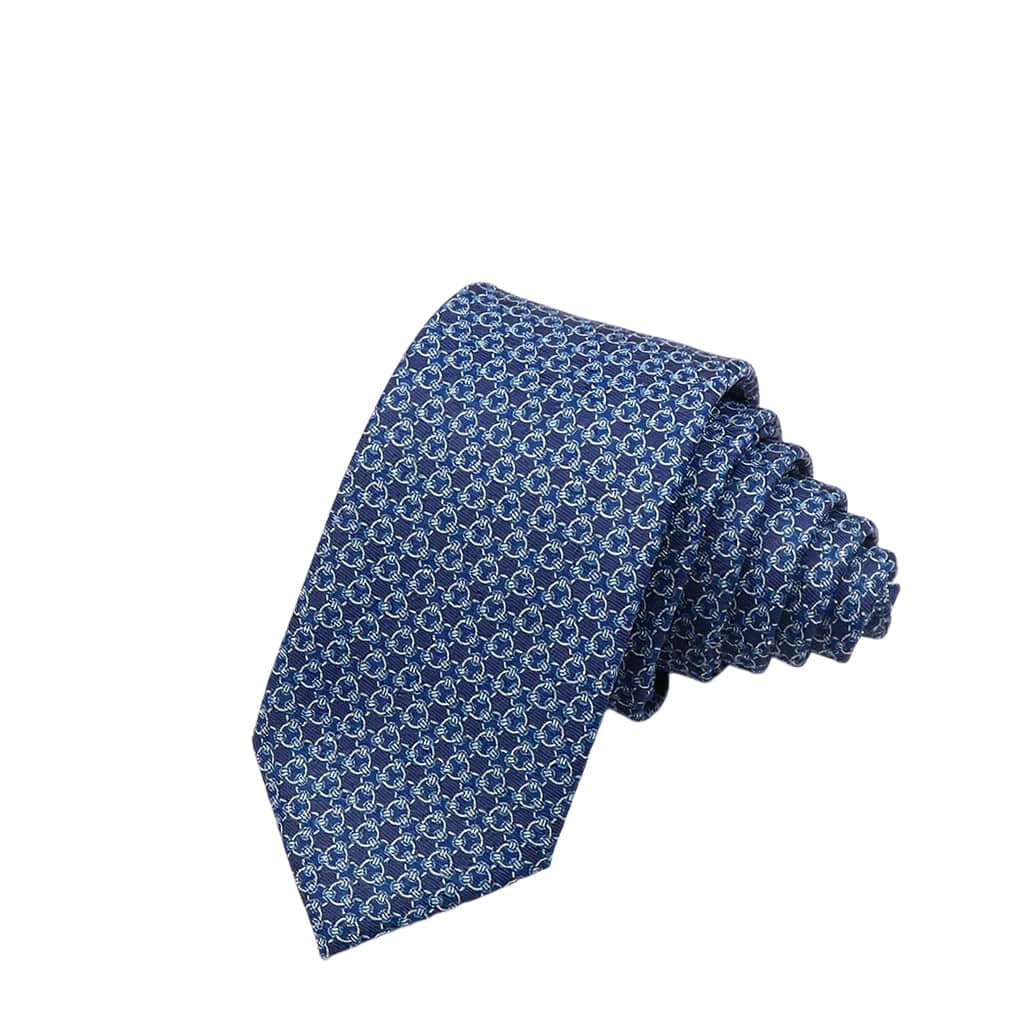 Dark Blue With Light Blue Chain - Link Necktie