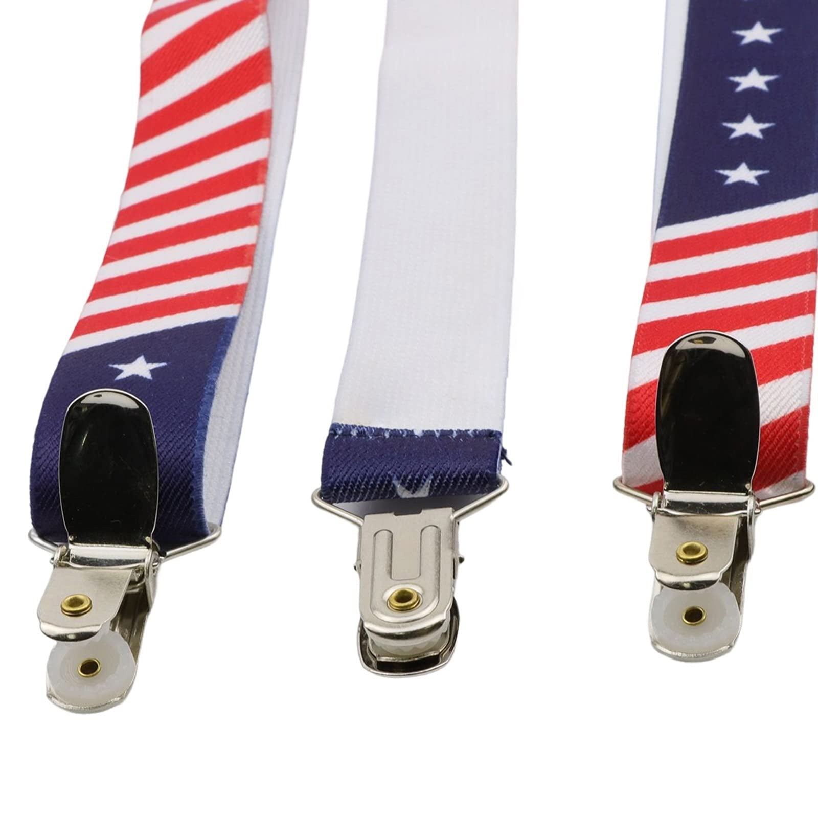 USA Star & Stripe Pattern Adjustable Clip‑On Suspenders