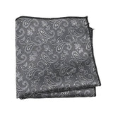 Gray Silver Paisley Pocket Square