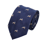 Navy Blue Brown Printed Necktie