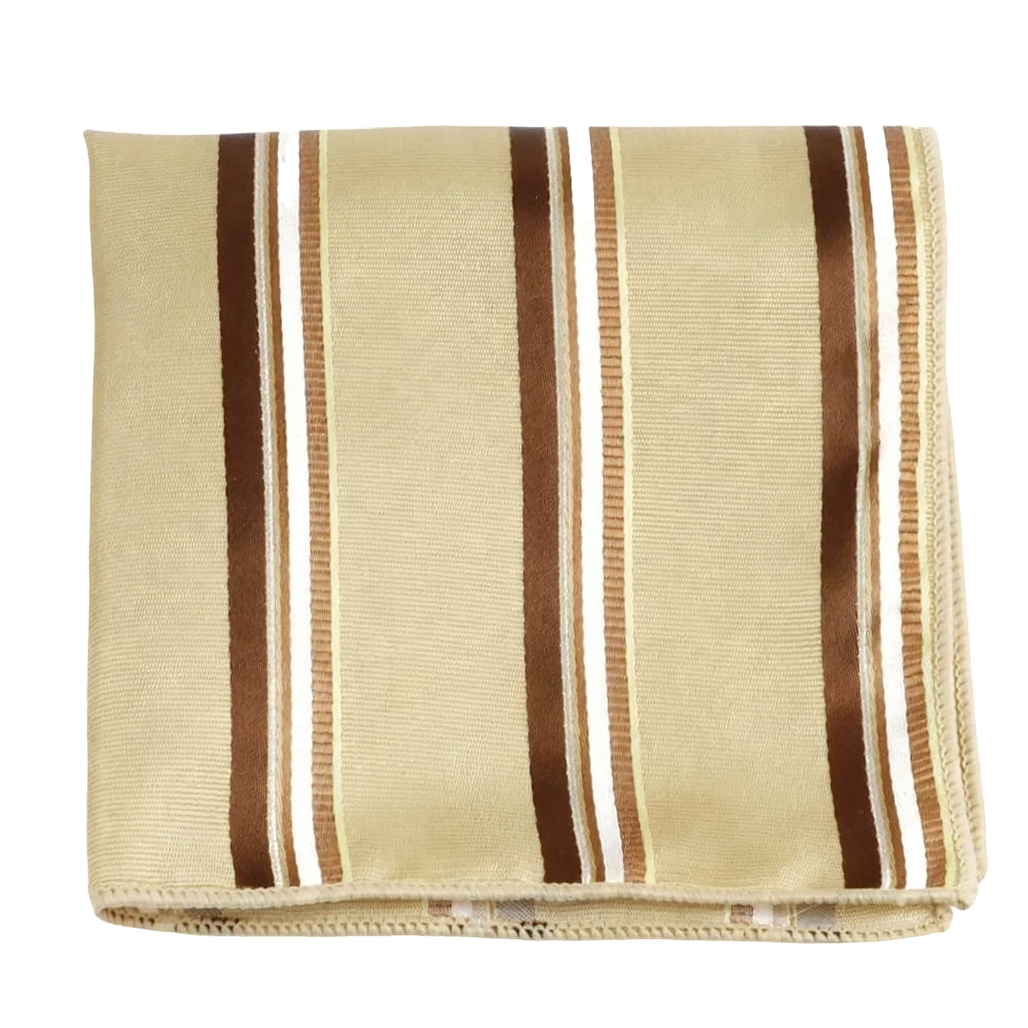 Beige Brown Striped Pocket Square