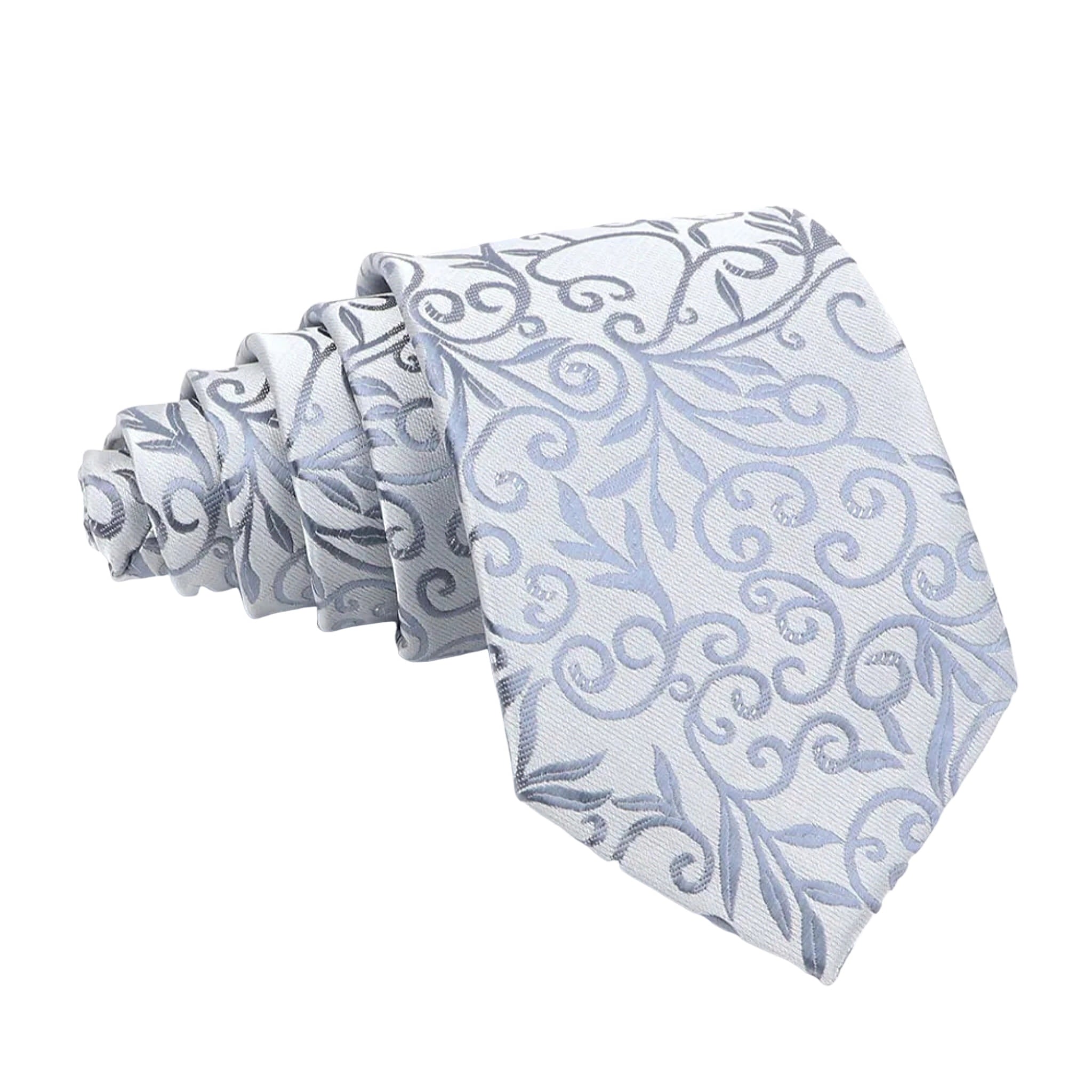 Light Gray Gray Floral Necktie