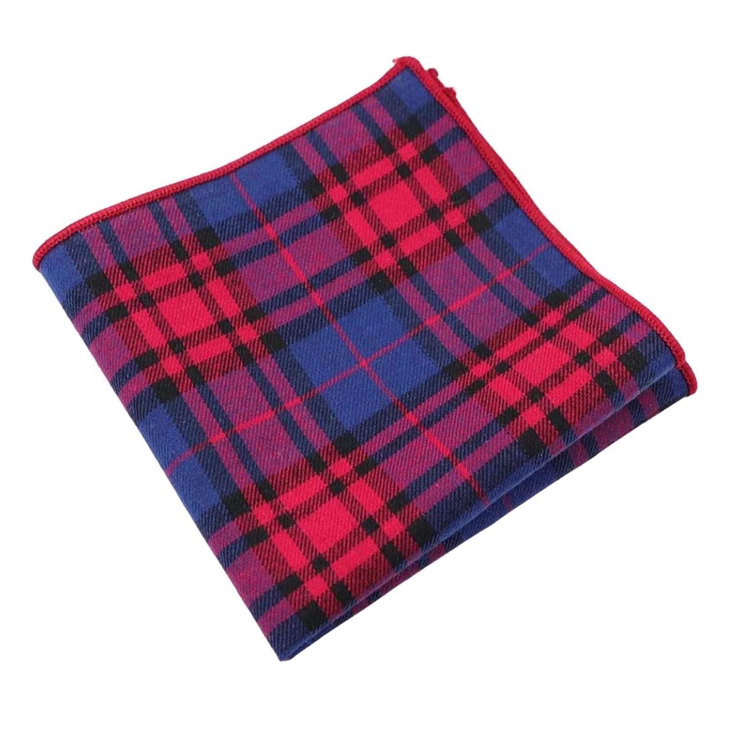 Blue With Red Plaid Pocket Square