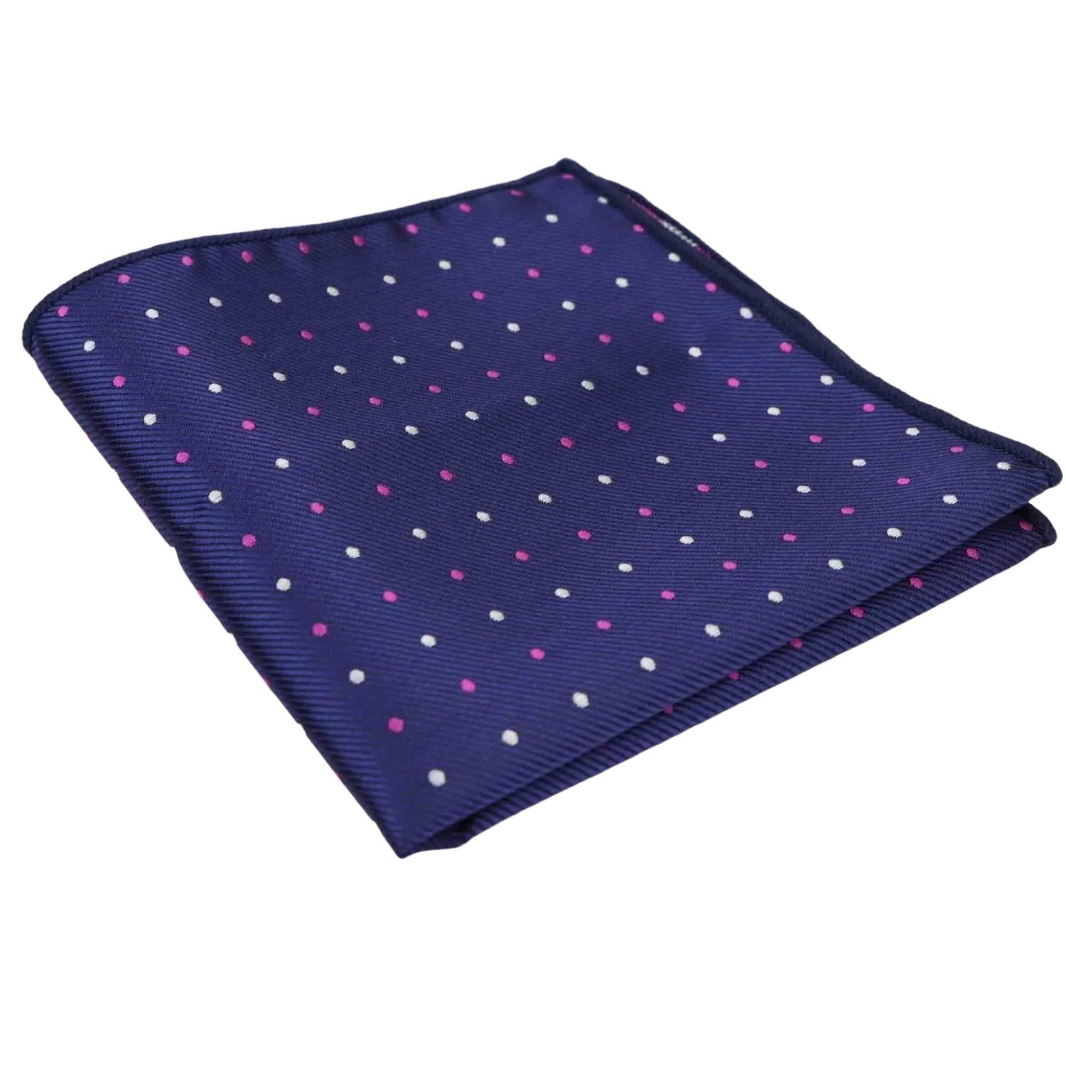 Navy Blue With Pink White Polka Dots Pocket Square