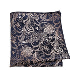 Navy Blue Gold Floral Pocket Square