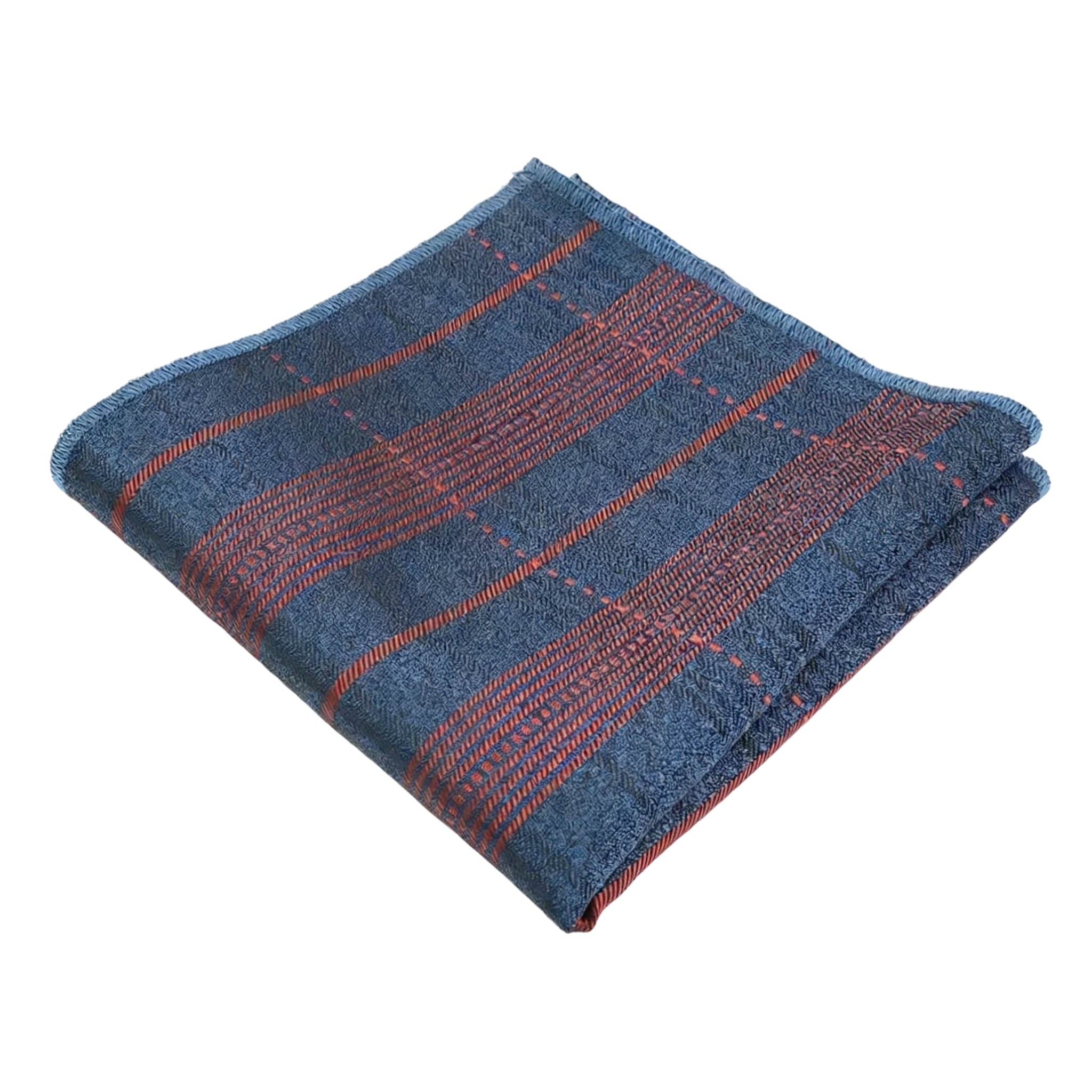 Navy Blue Red Plaid Pocket Square