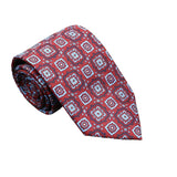 Burgundy Light Blue Geometric Necktie