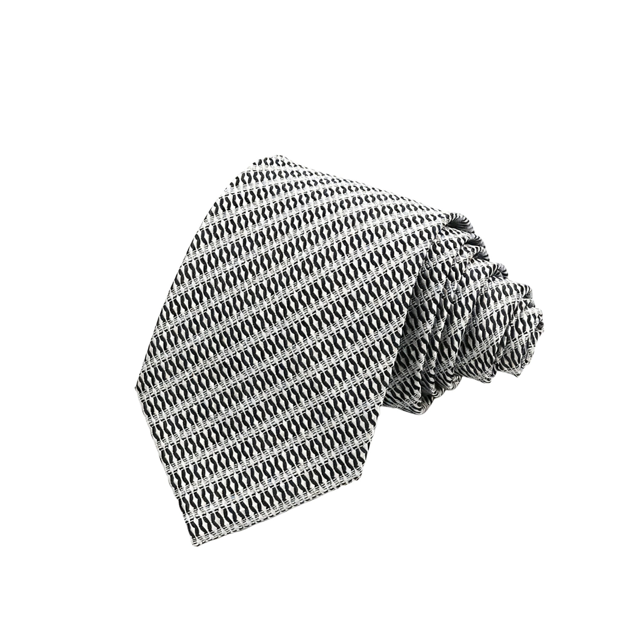 White Black Geometric Necktie