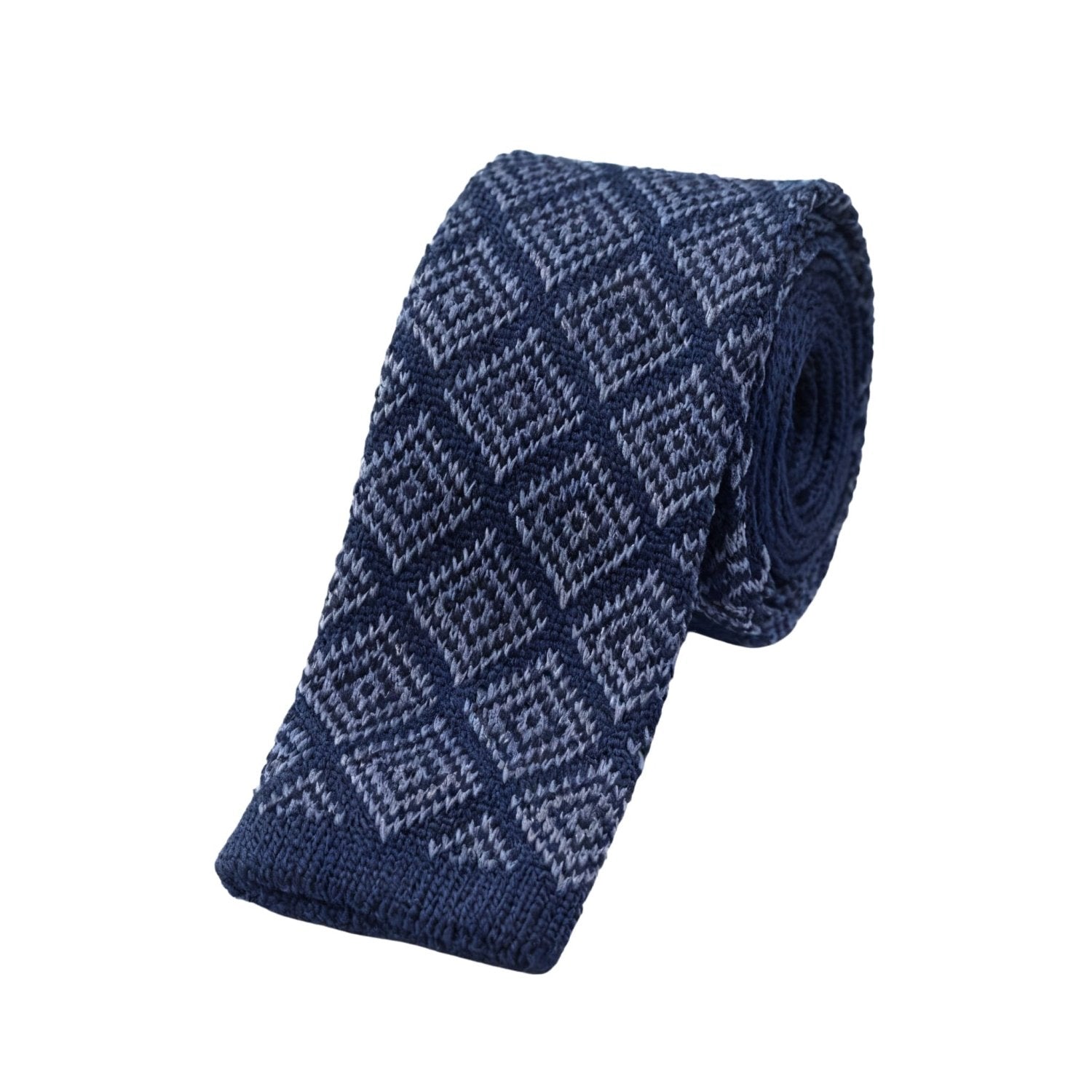 Navy Blue Necktie With White Diamonds