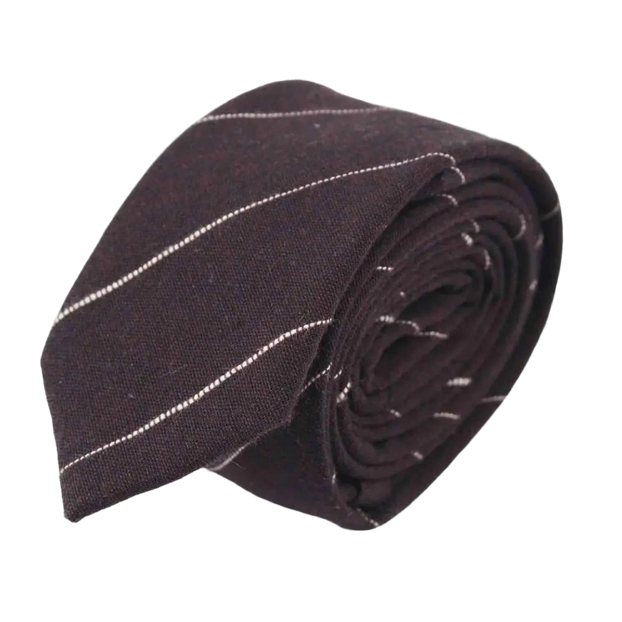 Brown White Stripe Tie