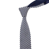 Navy White Striped Knitted Tie