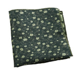 Dark Green Light Green Floral Pocket Square