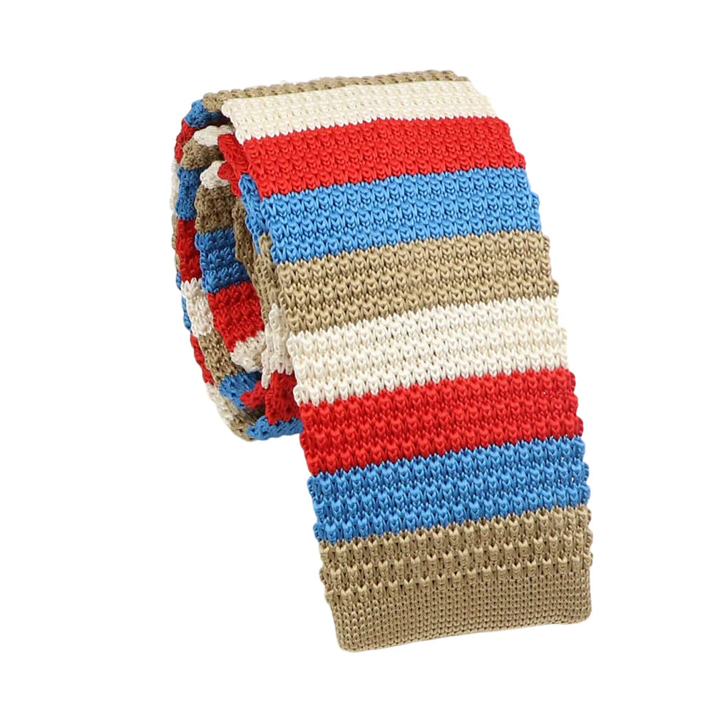 Tan Red Striped Necktie
