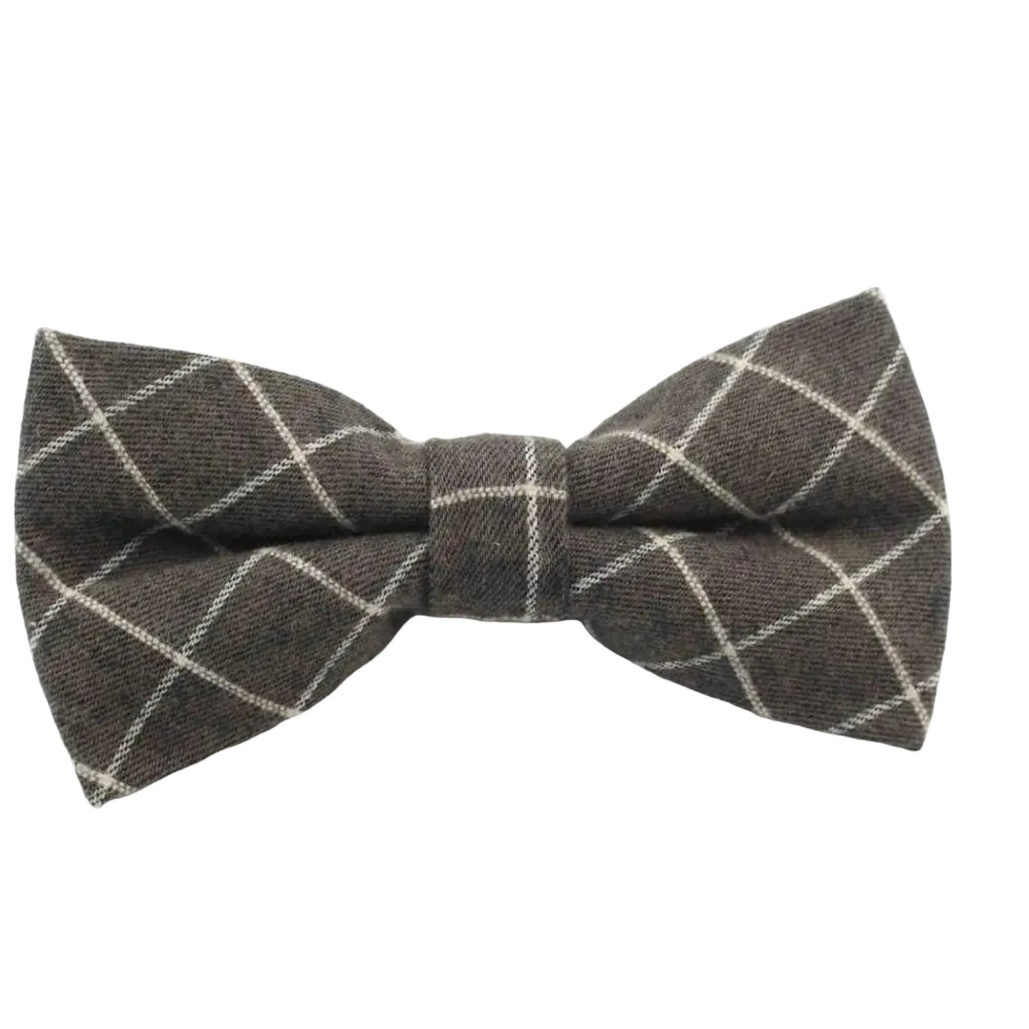 Brown With White Plaid Bowtie