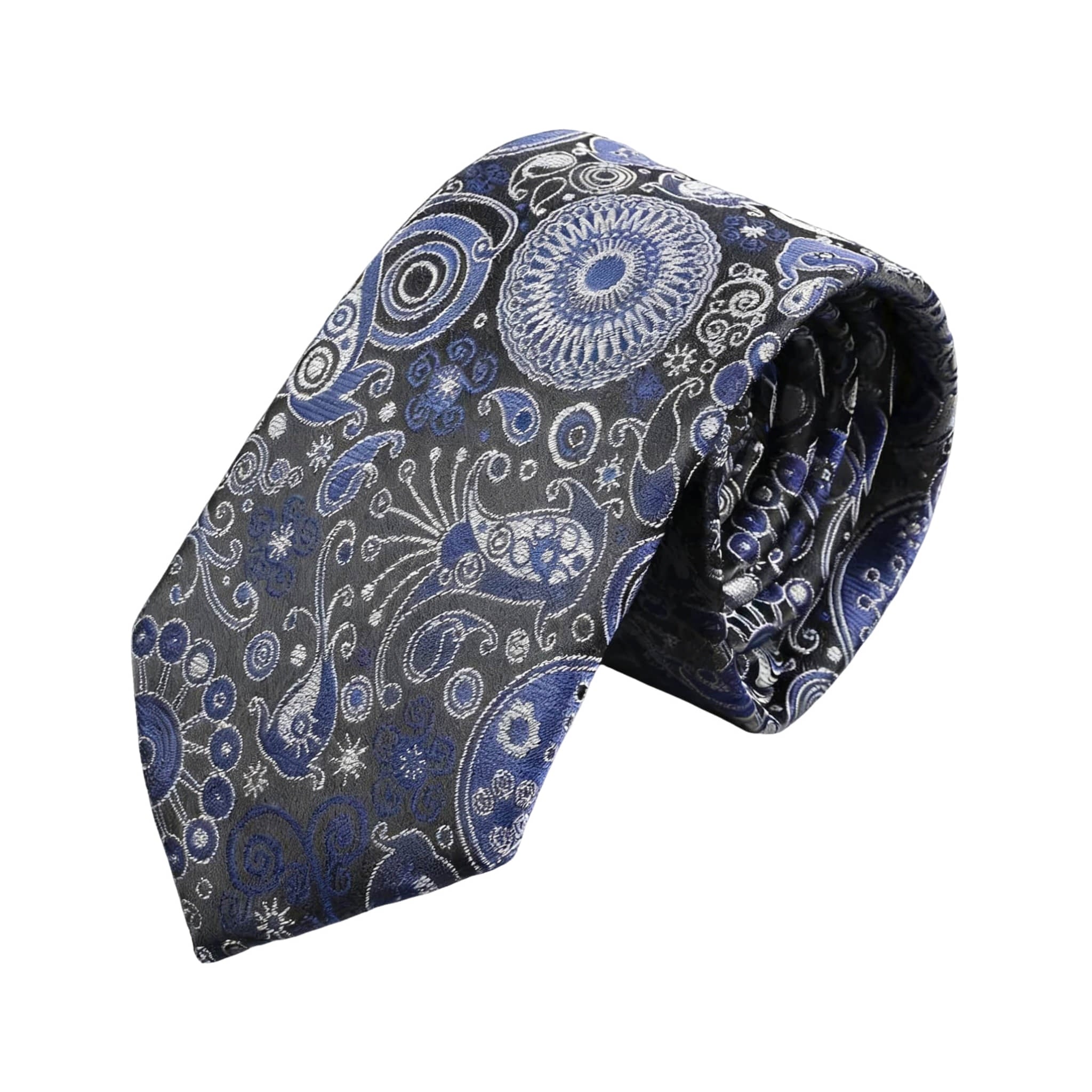 Black Blue Paisley Necktie