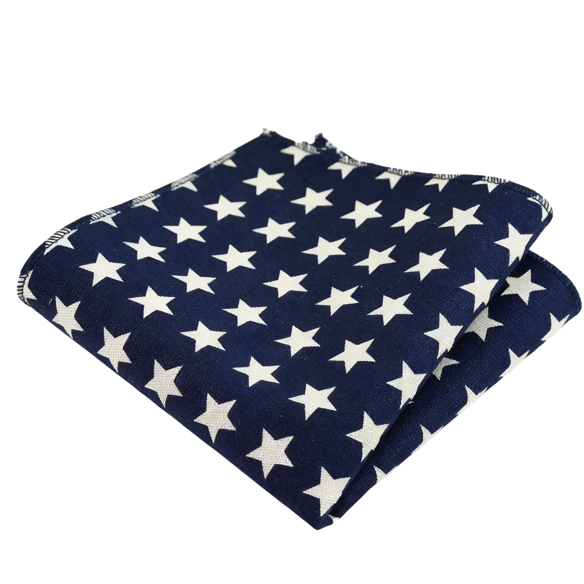 Navy White Star Pocket Square