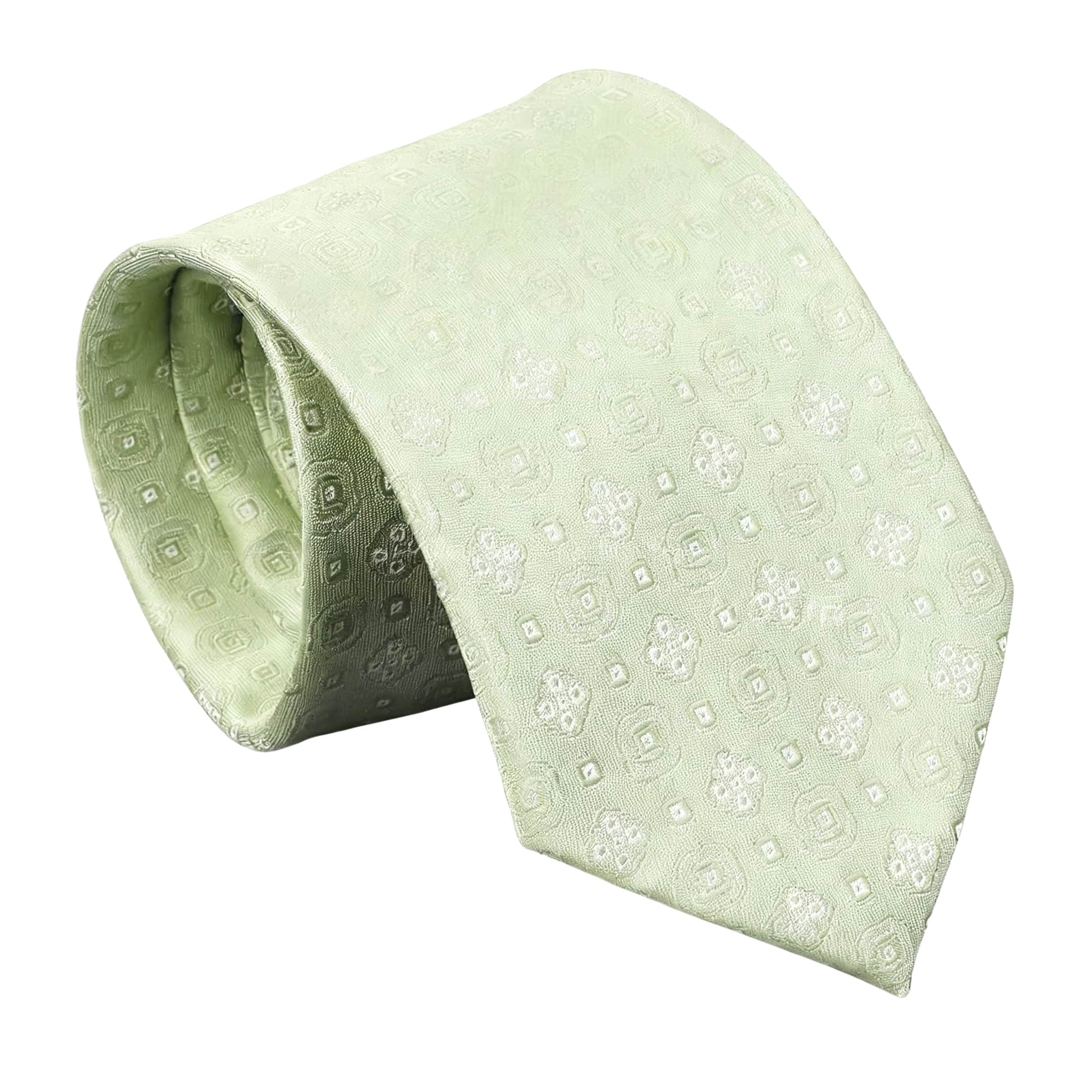 Green White Geometric Necktie