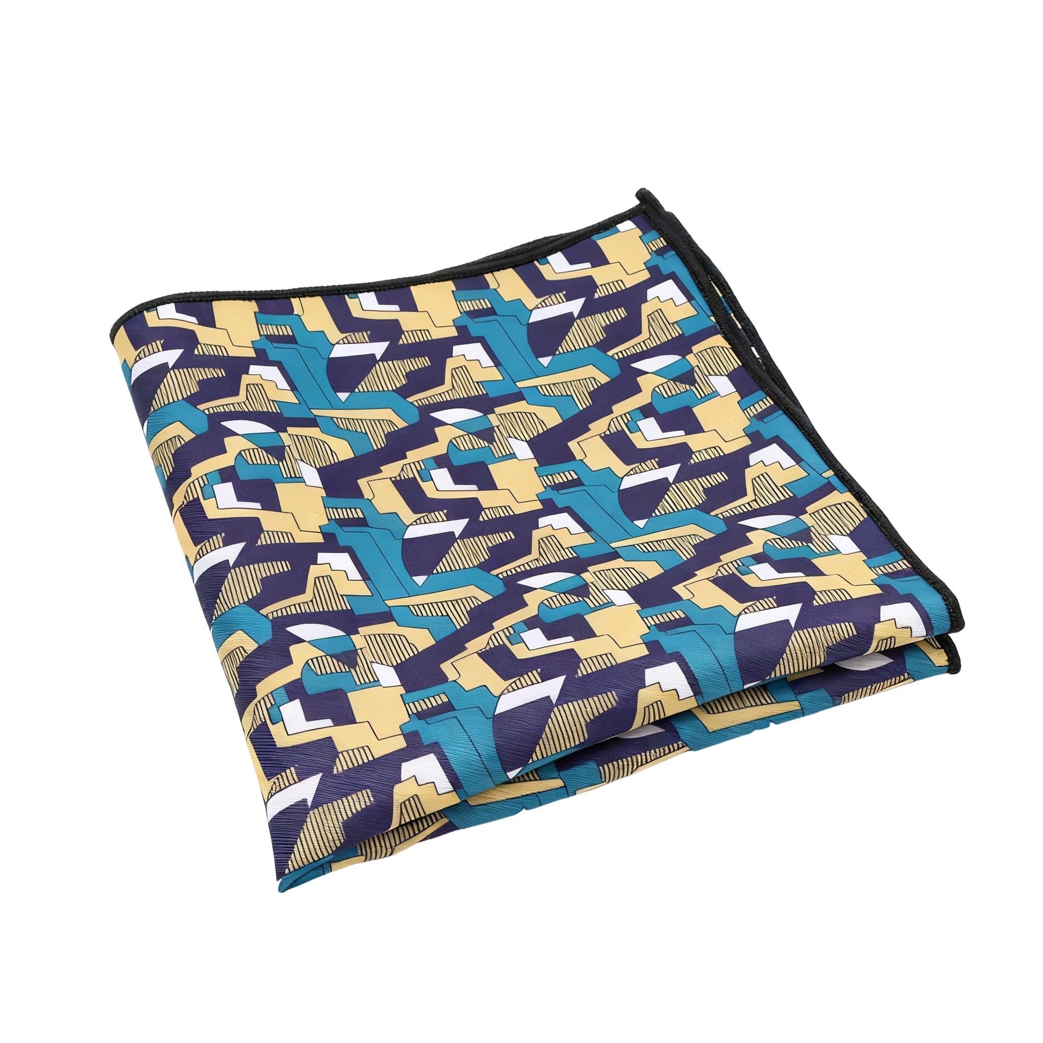 Teal Yellow Geometric Pocket Square