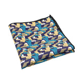 Teal Yellow Geometric Pocket Square