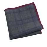 Charcoal Gray Blue Plaid Pocket Square