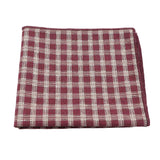 Burgundy White Plaid Pocket Square