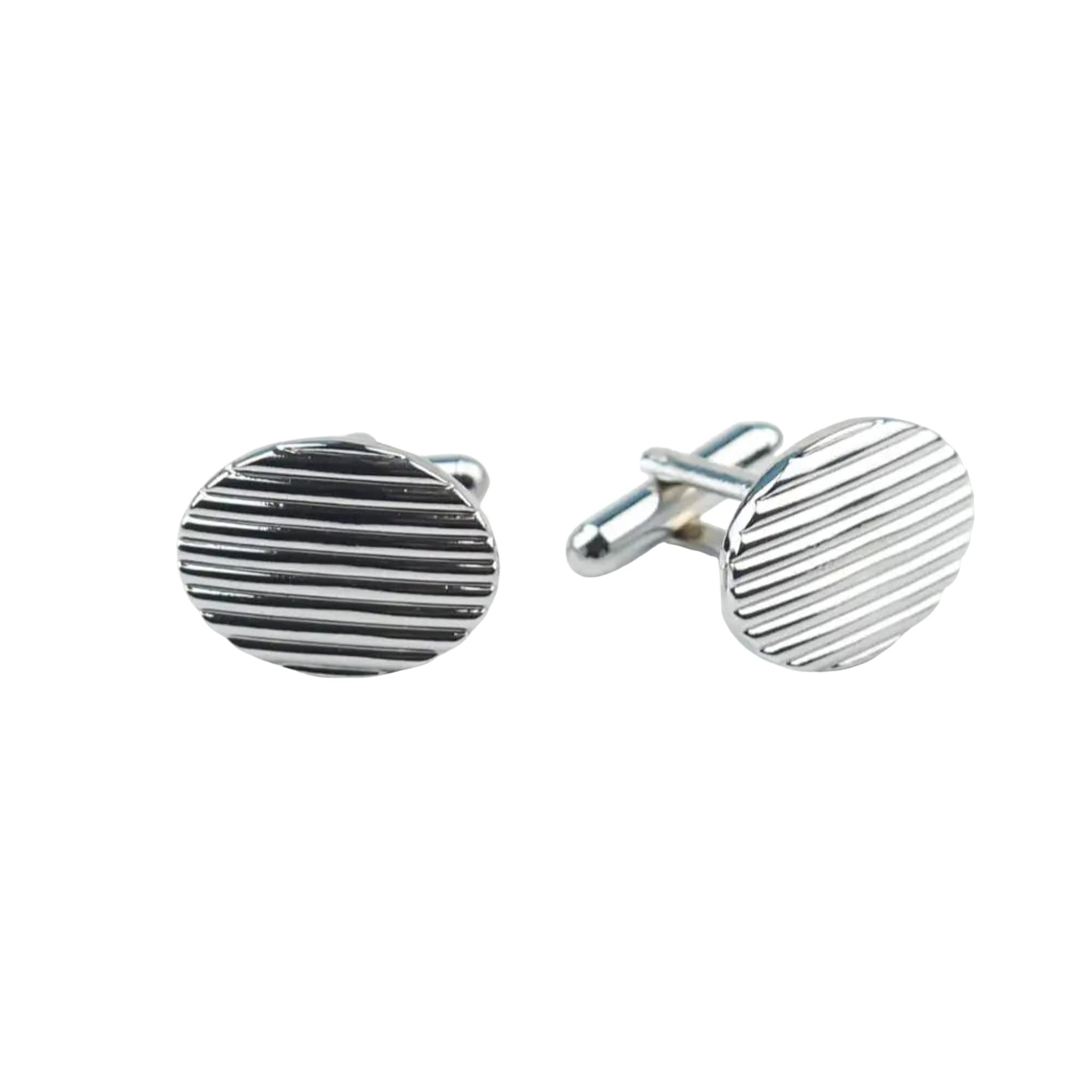 Silver Striped Cufflinks