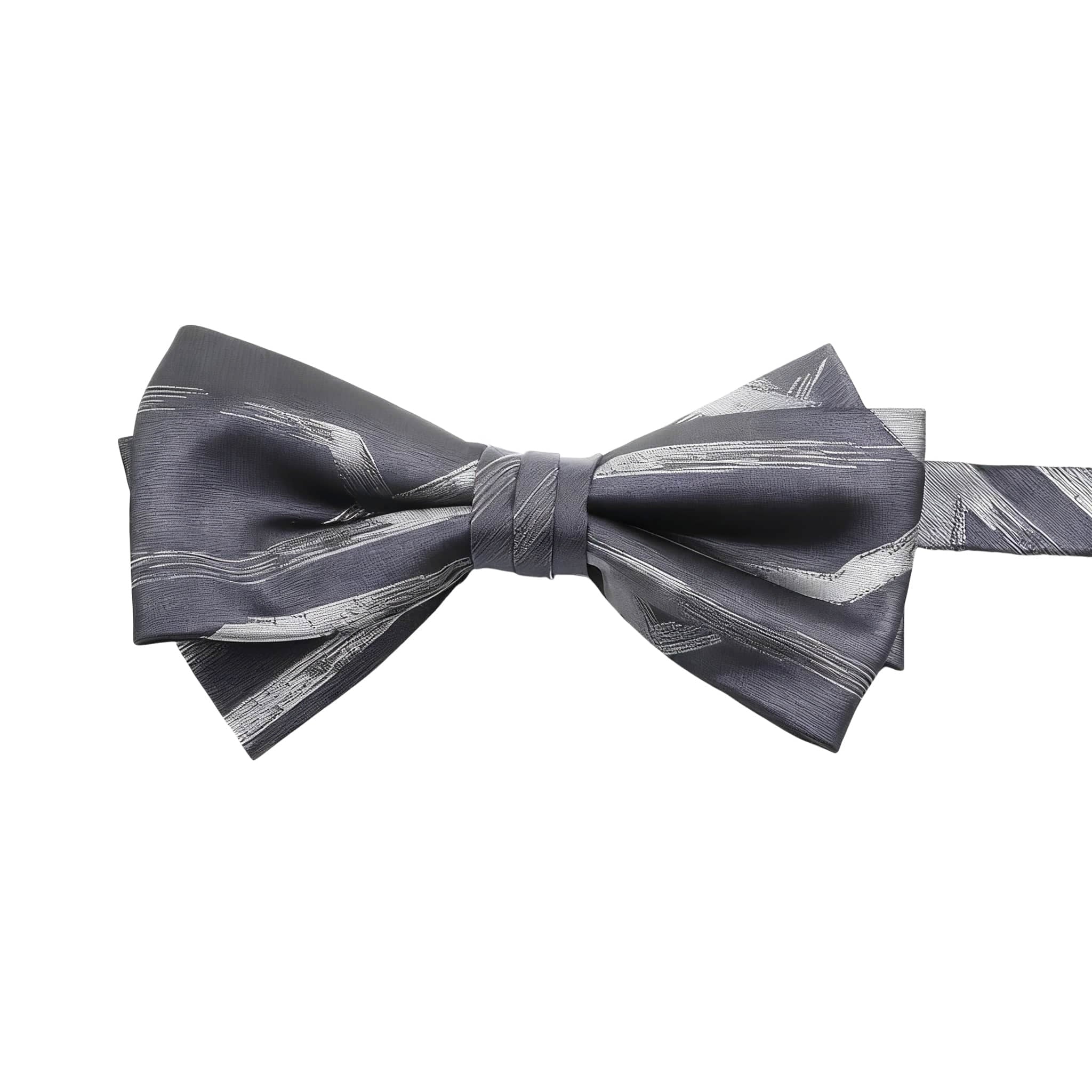 Gray Silver Striped Bowtie