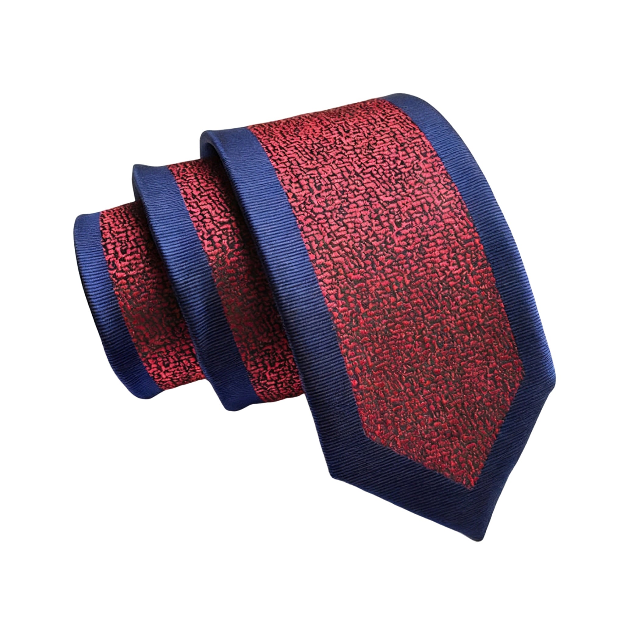 Navy Blue Red Textured Necktie
