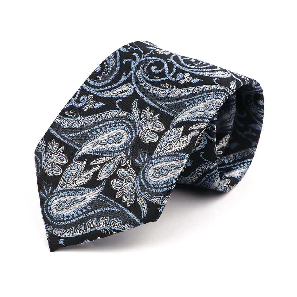 Black Blue Paisley Necktie