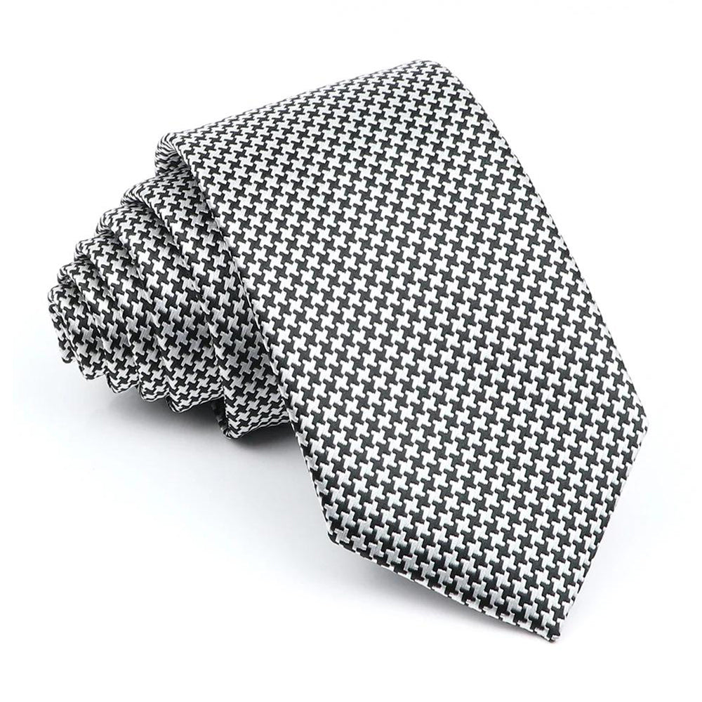 Black White Houndstooth Tie for Men